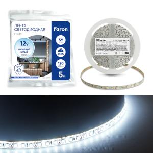 Лента светодиодная 12В 9,6Вт/м IP65 120SMD/2835 6500К  Feron