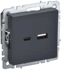 Розетка USB А+С 18Вт С/У Графит Brite
