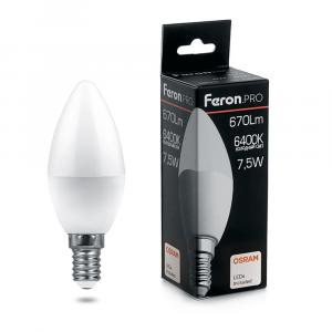 Лампа светодиодная LB-1307 Свеча E14 7.5W 6400K Feron.PRO