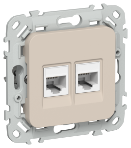 Розетка RJ45+RJ11 кат.5Е UTP С/У Льняной FLITE