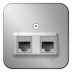 Розетка RJ45+RJ45 кат.5Е О/У изолирующая пластина Алюминий Blanca