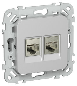 Розетка RJ45+RJ11 кат.6 STP С/У Алюминий FLITE