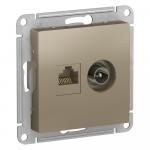 Розетка TV антенна + RJ45 кат.5E С/У Шампань AtlasDesign