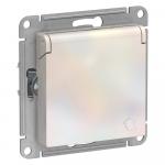 Розетка 1-м 16А С/У З/К со штор. с крышкой IP20 Жемчуг AtlasDesign