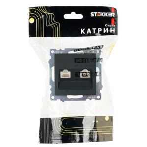 Розетка RJ45+RJ45 С/У Черный Катрин