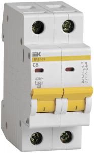Автоматический выключатель 2р   8А ВА 47-29  ИЭК хар-ка С