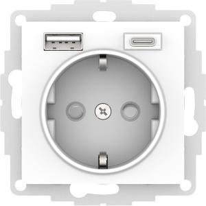 Розетка 1-м 16А С/У З/К со шторками+USB A+С 5В 3А Лотос AtlasDesign