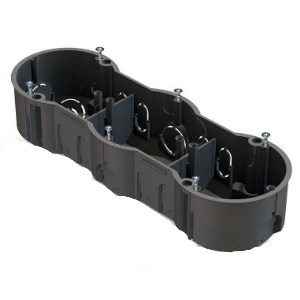 Коробка КМ40009 установочная 3х местная для твердых стен 212х70х45 (с саморезами)