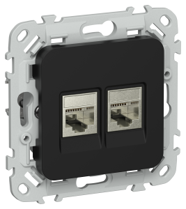Розетка RJ45+RJ11 кат.6 STP С/У Черный FLITE