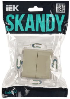 Переключатель 2-кл 10А C/У проходной Бежевый Skandy