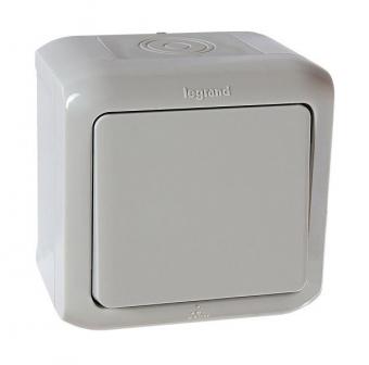 Кнопка 1-клавишная IP44 6А Серый Legrand Quteo