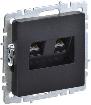 Розетка RJ45+RJ45 кат.5Е С/У Черный Brite
