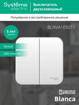 Выключатель 2-кл 10А О/У изолирующая пластина Белый Blanca