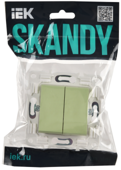 Переключатель 2-кл 10А С/У перекрестный Мятный Skandy
