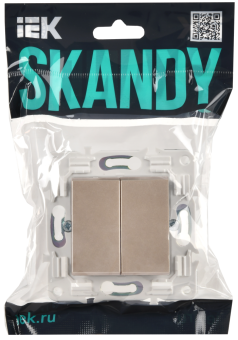Переключатель 2-кл 10А C/У проходной Песочный Skandy