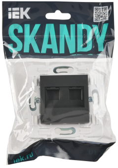 Розетка RJ45+RJ45 кат.6 С/У Графит Skandy